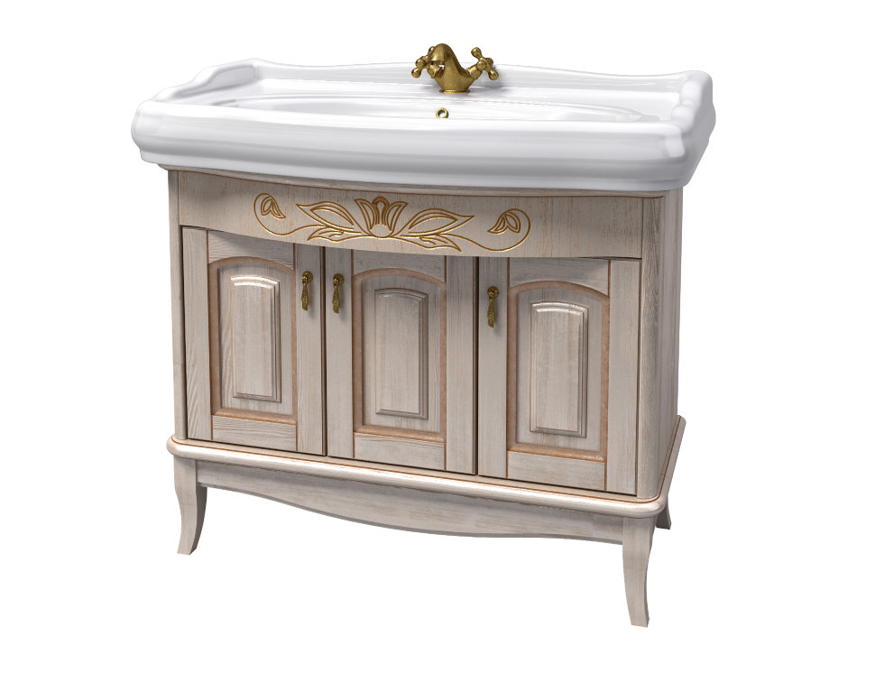 Мебель Аква Родос “МИКЕЛЛА” (ваниль) в комплекте с умывальником “1837” 100 см