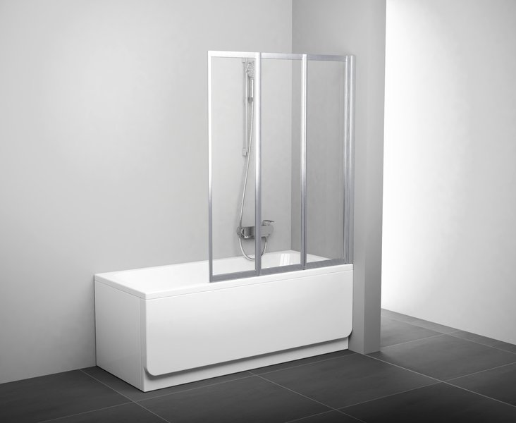 Штора для ванни Ravak VS3 100 transparent, профіль білий, скло
