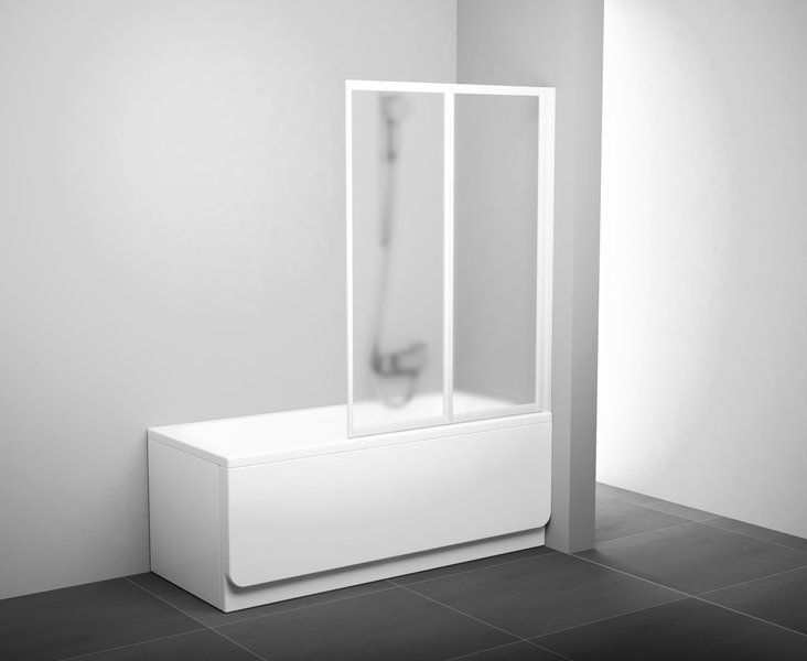 Штора для ванны Ravak VS2 105 rain, профиль белый, полистирол