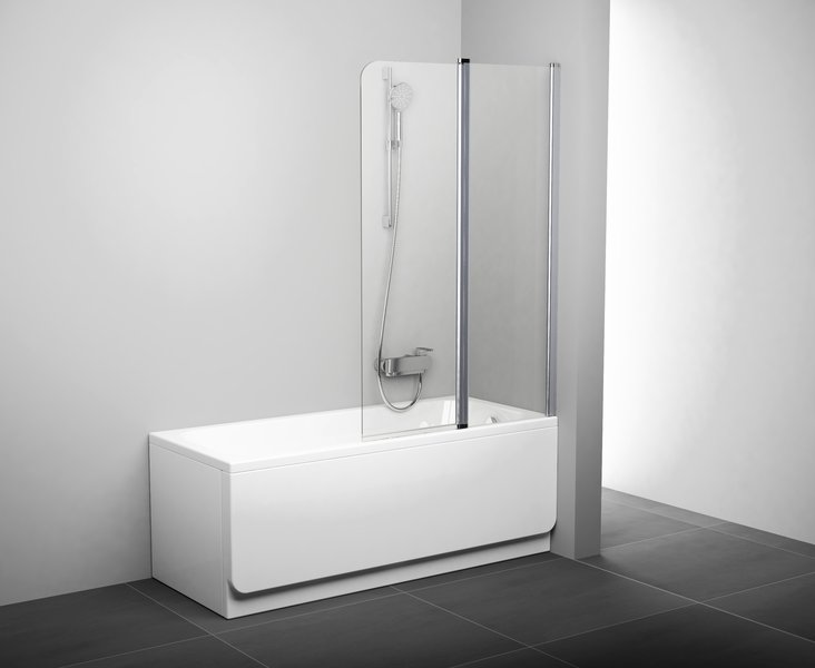 Штора для ванны Ravak CVS 2-100 L, transparent, профиль белый