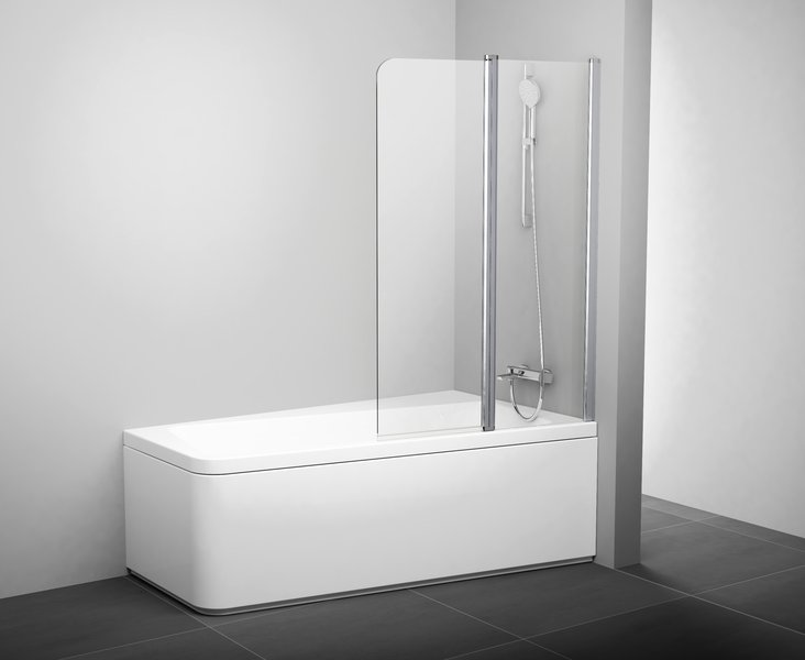 Штора для ванны Ravak 10CVS 2-100 L, transparent, профиль белый