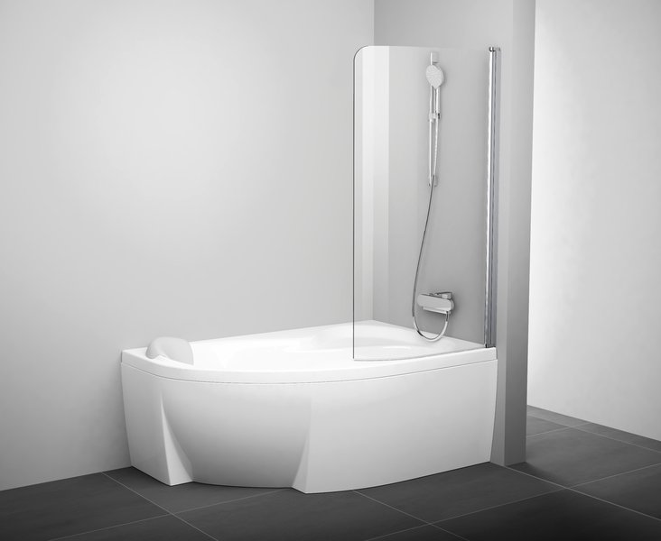 Штора для ванны Ravak CVSK 1 Rosa 160/170 L transparent, профиль белый, стекло