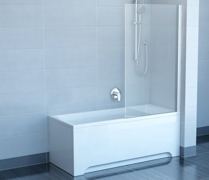 Штора для ванни Ravak CVS 1-80 R, transparent, профіль білий